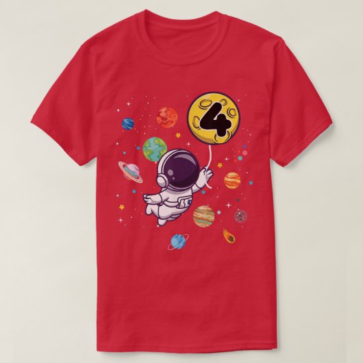 4歳誕生日ボーイギフト宇宙飛行士誕生日 Tシャツ (デザイン正面)
