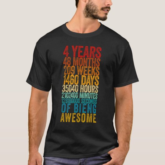 4歳誕生日メートル4歳 Tシャツ (正面)
