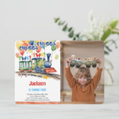 4歳誕生日列車パーティーの写真 招待状 (スタンド正面)