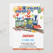 4歳誕生日列車パーティー 招待状 (正面/裏面)