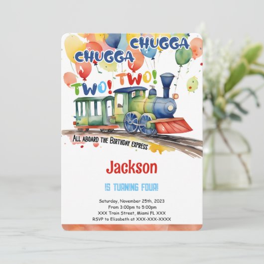 4歳誕生日列車パーティー 招待状 (スタンド正面)