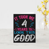 4歳誕生日引用文グラフィッおもしろいクス4th B-da カード (黄色い花)