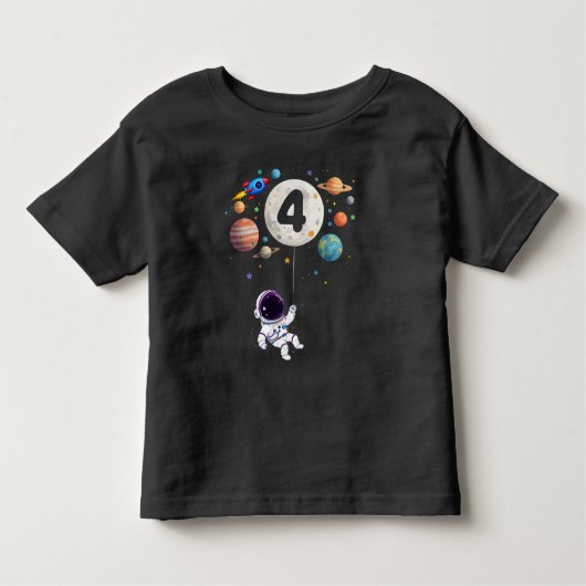 4歳誕生日惑星宇宙飛行士4歳の誕生日 トドラーTシャツ (正面)
