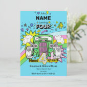 4歳誕生日 レインボー ホットロッド 4速が必要な招待状 招待状 (スタンド正面)