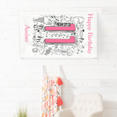 4歳11日のピンクの誕生日 横断幕 (インサイチュ)