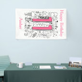 4歳11日のピンクの誕生日 横断幕 (トレードショー)