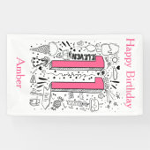 4歳11日のピンクの誕生日 横断幕 (横)