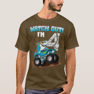 4歳4歳の誕生日サメ男の子モンスターTr Tシャツ