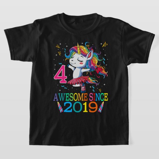 4歳4歳の誕生日ユニコーンダビングガールパート Tシャツ (レイダウン)