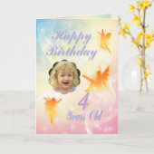 4歳、花の妖精の誕生日カード カード (黄色い花)