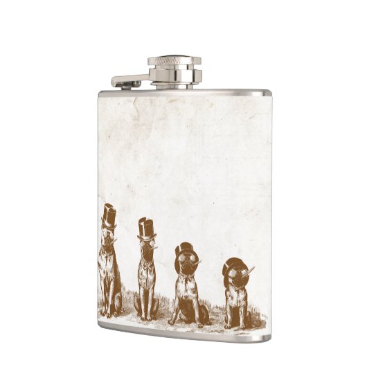 4気難しいヒップスターBullはヴィンテージのセピア色の芸術の後をつけます フラスク (左)