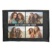 4水平フォトコラージュ、1行文字 枕カバー (正面)