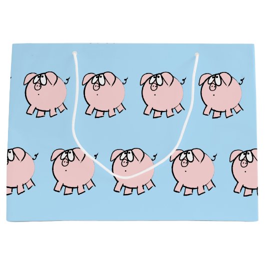 4漫画おもしろい豚ベビー選択カラーLギフト ラージペーパーバッグ (正面)