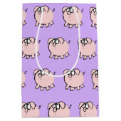 4漫画おもしろい豚ベビー選択カラーMギフト ミディアムペーパーバッグ (正面)