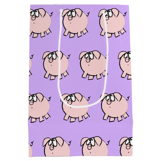 4漫画おもしろい豚ベビー選択カラーMギフト ミディアムペーパーバッグ (裏面)