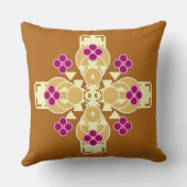 4点マンダラ – 金ゴールド、クリーム、バイオレット クッション (裏面)