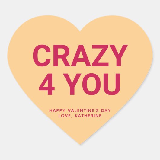 4熱狂するかわいいおもしろいバレンタインデーの会話 ハートシール (正面)
