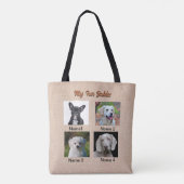 4犬、4人の名前、変更できる文字、犬の写真 トートバッグ (裏面)