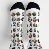 4犬、4名、犬の写真 – 白パーソナライズされた色 ソックス (上部)