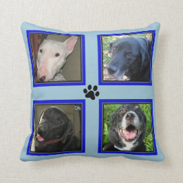 4番の写真のコラージュ青いフレーム青いカスタマイズ クッション