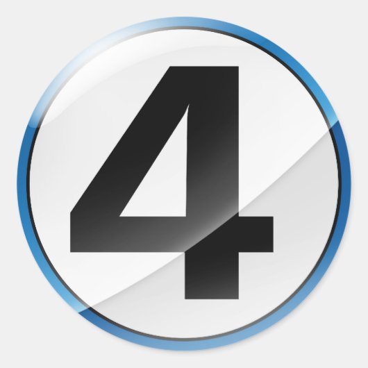 4番ブルーのステッカー ラウンドシール (正面)