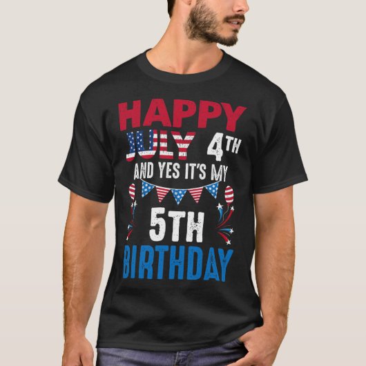 4番目とYesそれは私の5誕生日アメリカのパトリオティ Tシャツ (正面)