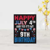 4番目とYesそれは私の9誕生日アメリカのパトリオティ カード (黄色い花)