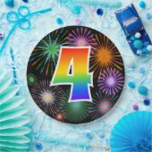 4番目のイベント-おもしろいカラフル, はっきりした, Rainbow 4 ペーパープレート (パーティー)