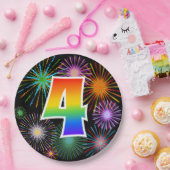 4番目のイベント-おもしろいカラフル, はっきりした, Rainbow 4 ペーパープレート (パーティー)