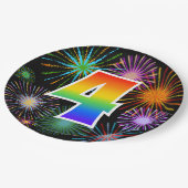 4番目のイベント-おもしろいカラフル, はっきりした, Rainbow 4 ペーパープレート (アングル)