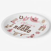 4番目のロデオピンクウェスタンカウボーイ4th誕生日 ペーパープレート (アングル)