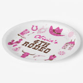 4番目のロデオピンクウェスタンカウボーイ4th誕生日 ペーパープレート (アングル)