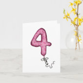 4番目の誕生日バルーンカード カード (黄色い花)