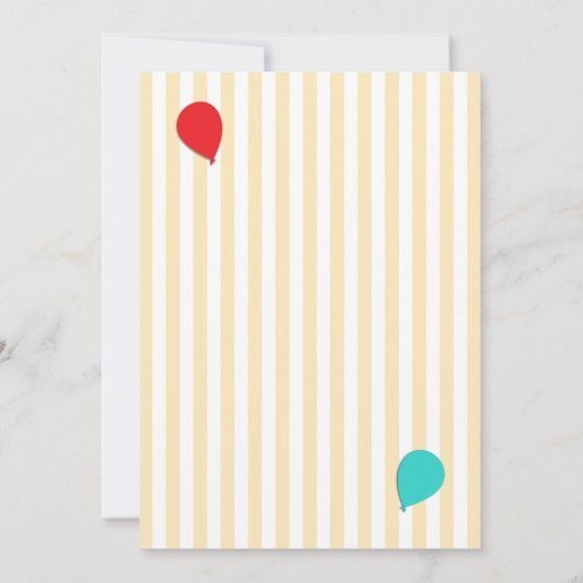 4番目の誕生日パーティー写真のバルーンの追加招待状 招待状 (裏面)