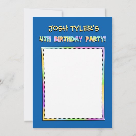 4番目の誕生日パーティー写真動物の招待状 招待状 (裏面)