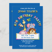 4番目の誕生日パーティー写真動物の招待状 招待状 (正面/裏面)