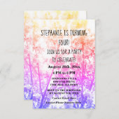 4番目の誕生日パーティー名前をカスタムするピンクフローラかわいい 招待状 (正面/裏面)