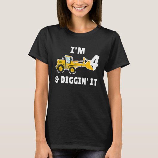 4番目の誕生日私は4で、それを掘るパーティー Tシャツ (正面)