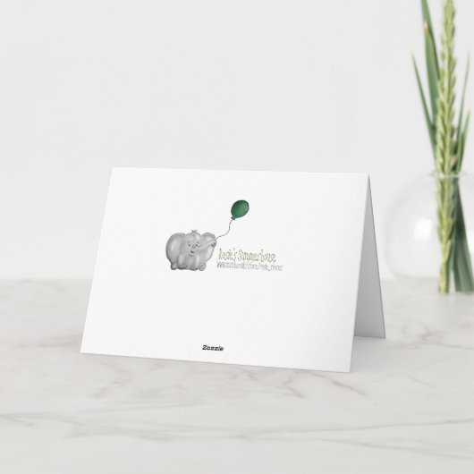 4番目または緑の気球を持つ誕生日のゾウ カード (裏面)