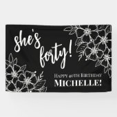 4白黒40歳の誕生日パーティー 横断幕 (横)