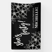 4白黒40歳の誕生日パーティー 横断幕 (縦)