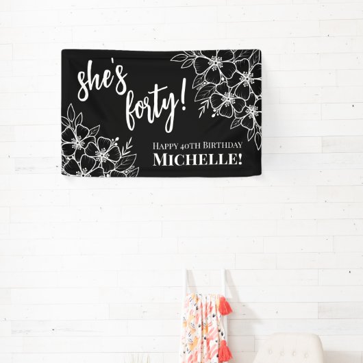 4白黒40歳の誕生日パーティー 横断幕 (インサイチュ)