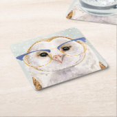 4目の森林官|の賢いフクロウ スクエアペーパーコースター (アングル)