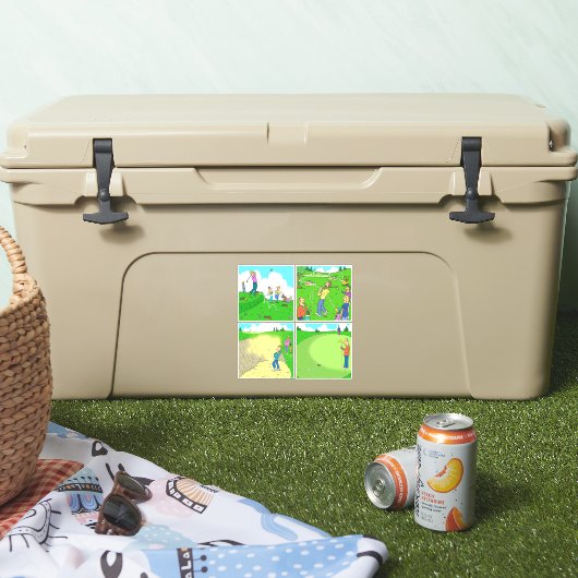 4種類のゴルフおもしろいマンガのセット。 シール (クーラー)