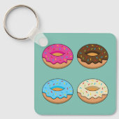 4種類のドーナツのパターン キーホルダー (正面)