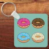 4種類のドーナツのパターン キーホルダー (正面)