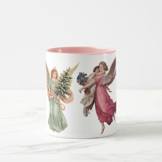 4種類のビクトリアンエンジェル、ヴィンテージクリスマス マグカップ (中央)