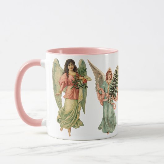 4種類のビクトリアンエンジェル、ヴィンテージクリスマス マグカップ (左)