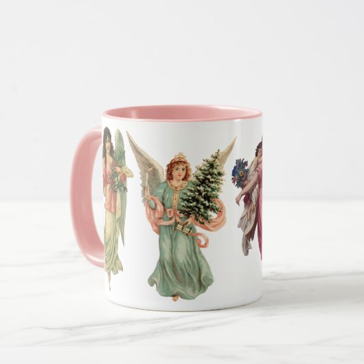 4種類のビクトリアンエンジェル、ヴィンテージクリスマス マグカップ (正面左)