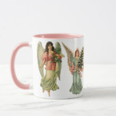4種類のビクトリアン天使、ヴィンテージクリスマス マグカップ (左)